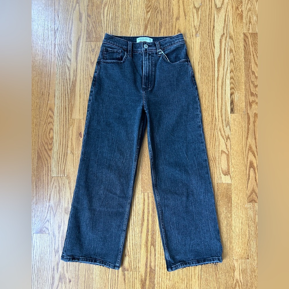 Abercrombie & Fitch Faded Black Wide Leg Jeans